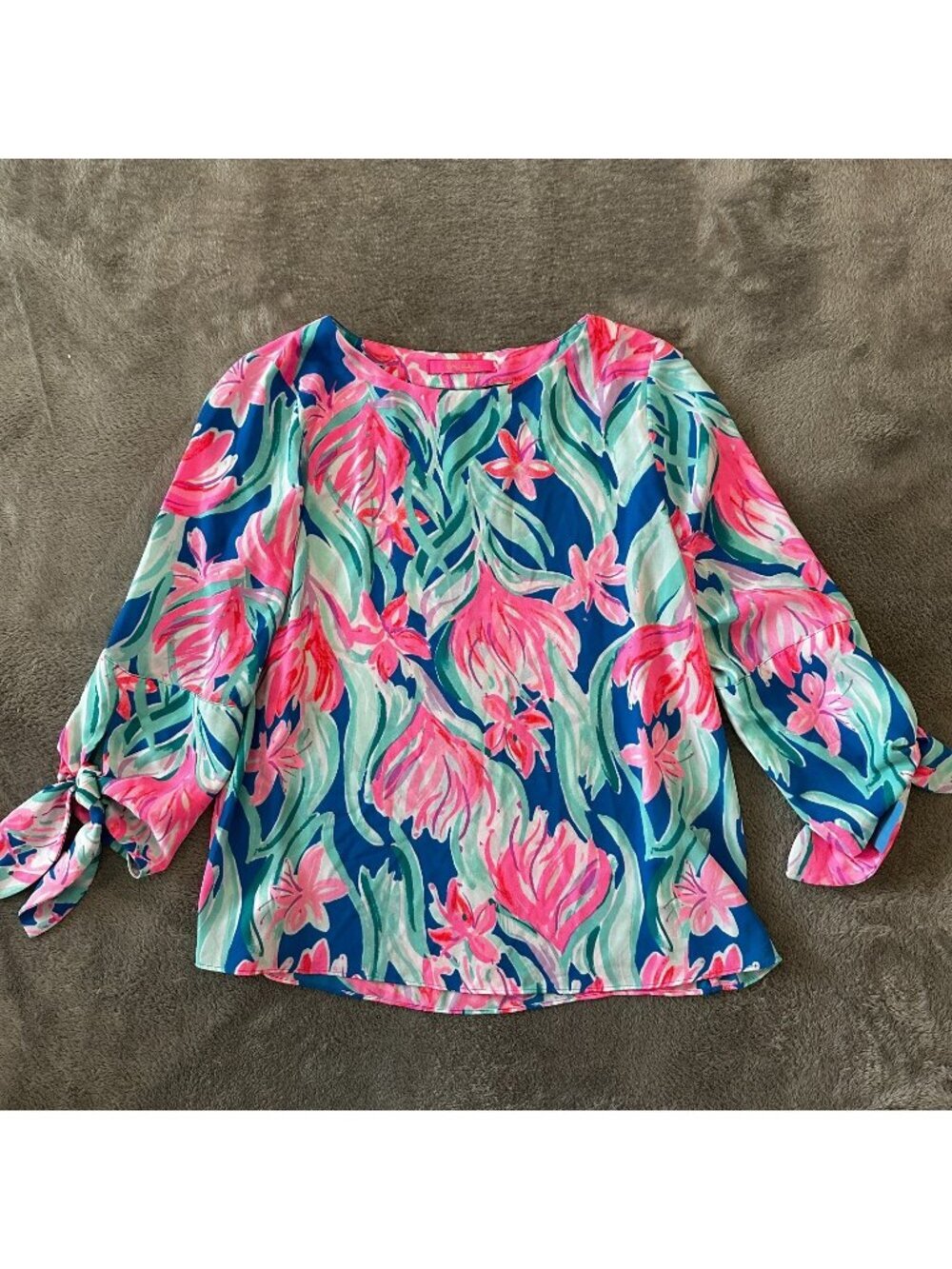 Lilly Pulitzer Langston Blouse Top Tropical Small/Medium *See Measurements